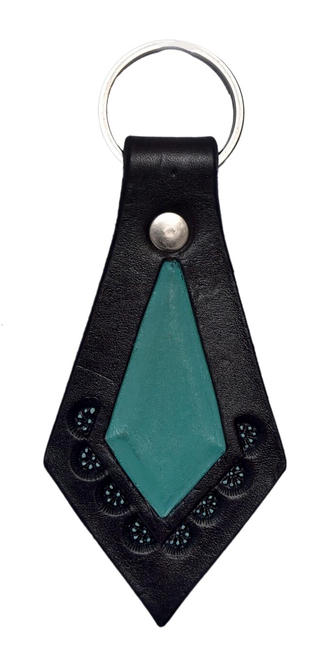 8402 Hand Tooled/Painted/Antiqued Leather Key Chains, Patina